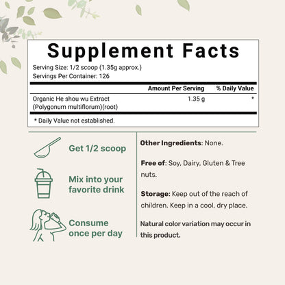 Organic He Shou Wu, Pure Fo Ti Extract Powder, 6 Ounce, Prepared Foti Steaming Micro IngredientsBuy Supplements Australia