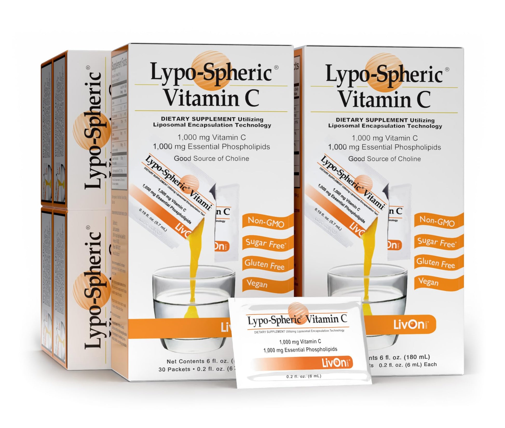 LivOn Laboratories Lypo–Spheric Vitamin C – 6 Cartons (180 Packets) – 1,000 mg Vitamin C & 1,000 mg Essential Phospholipids Per Packet – Liposome Encapsulated for Improved Absorption – 100% Non–GMO LivOn LaboratoriesBuy Supplements Australia