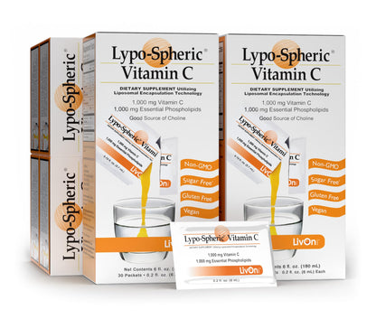 LivOn Laboratories Lypo–Spheric Vitamin C – 6 Cartons (180 Packets) – 1,000 mg Vitamin C & 1,000 mg Essential Phospholipids Per Packet – Liposome Encapsulated for Improved Absorption – 100% Non–GMO LivOn LaboratoriesBuy Supplements Australia