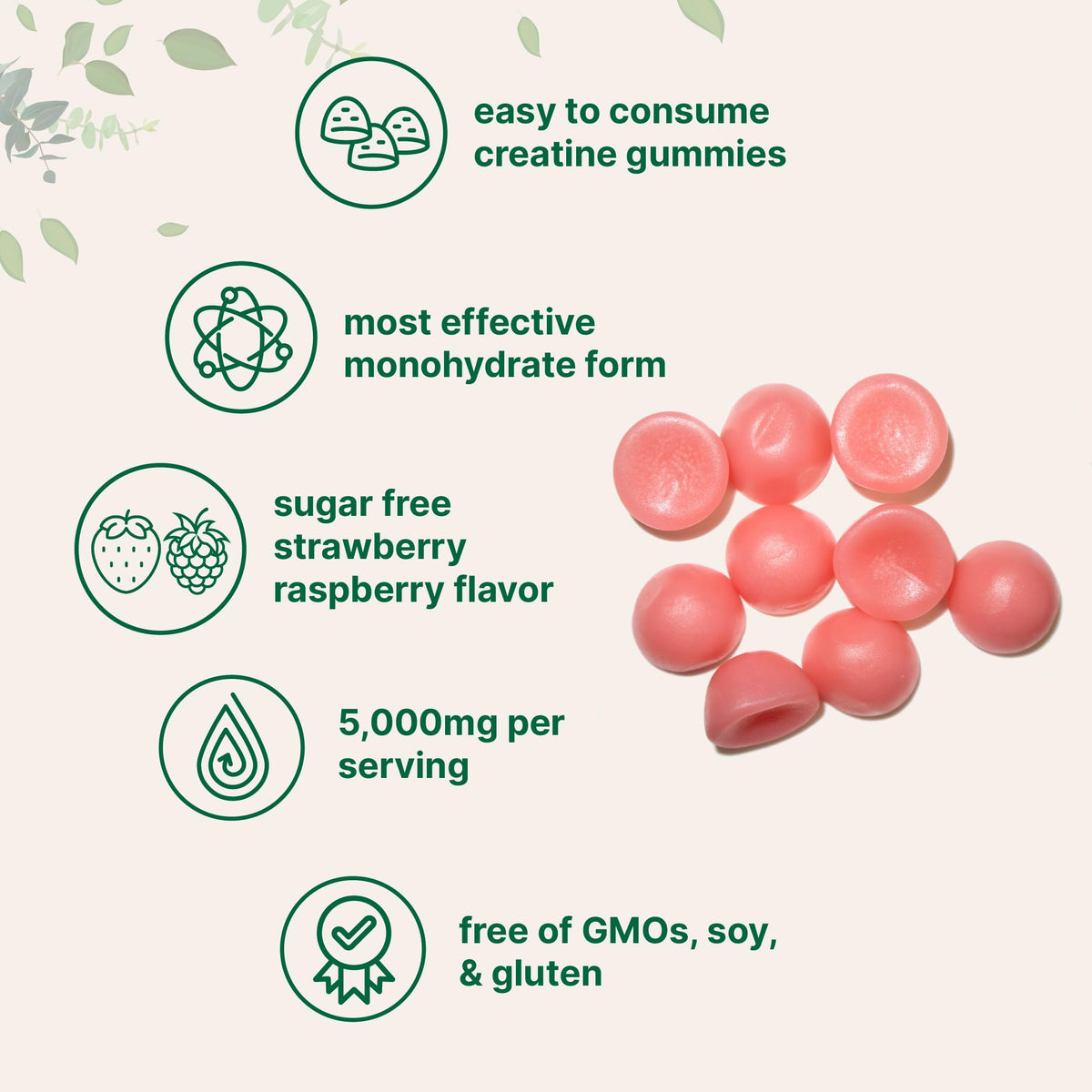 Creatine Monohydrate Gummies 5,000mg Per Serving, 120 Count | Sugar Free Strawberry Raspberry Flavored | Creatine for Women & Men | Pre Workout + Muscle Strength & Recovery Support | Non-GMO Micro IngredientsBuy Supplements Australia