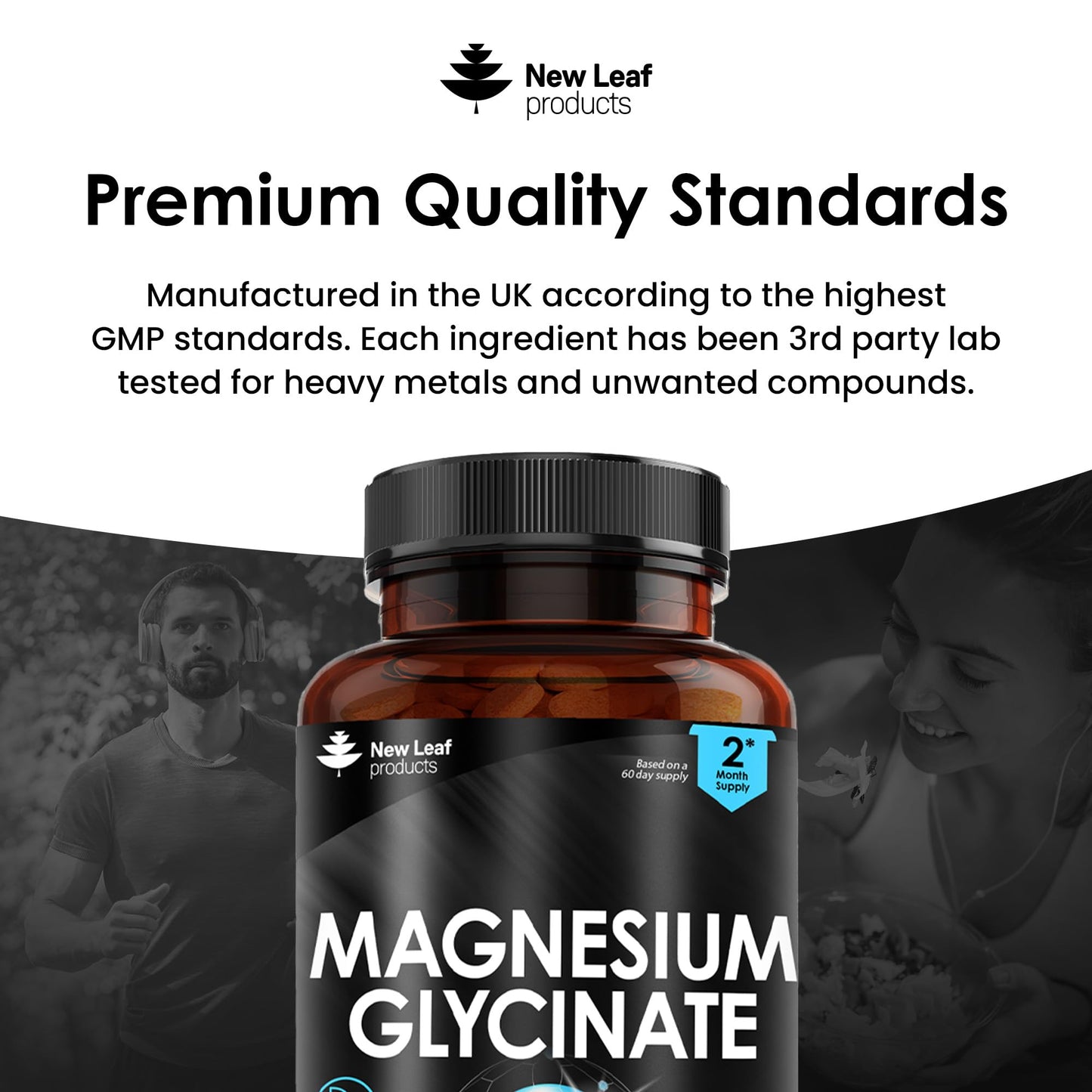 Magnesium Glycinate Supplements - 1040mg of Magnesium - 120 High Strength Capsules NEW LEAF PRODUCTSBuy Supplements Australia