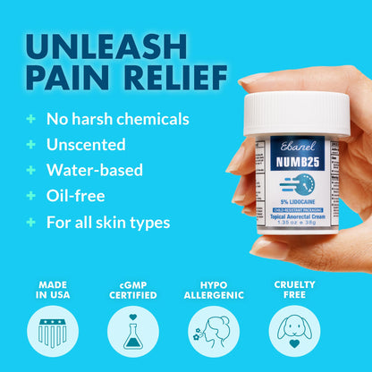 Ebanel 5% Lidocaine Numbing Cream, Pain Relief Burn Itch Numb Cream, Maximum Strength Numb25 Topical Anesthetic with Allantoin, Vitamin E for Local and Anorectal Uses, Hemorrhoid Treatment, 1.35 Oz Gosupps WWW buy supplements Au