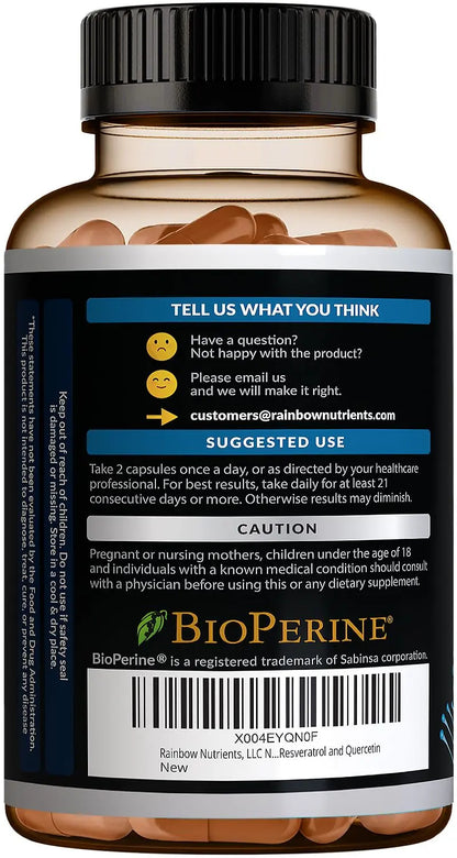 NMNH Supplement (NMN Alternative) NAD Booster for Anti-Aging, Cellular Energy & Nice Skin- Dihydronicotinamide mononucleotide, Resveratrol, Quercetin & BioPerine® for Max Absorption- 60 caps Rainbow Nutrients, LLCBuy Supplements Australia