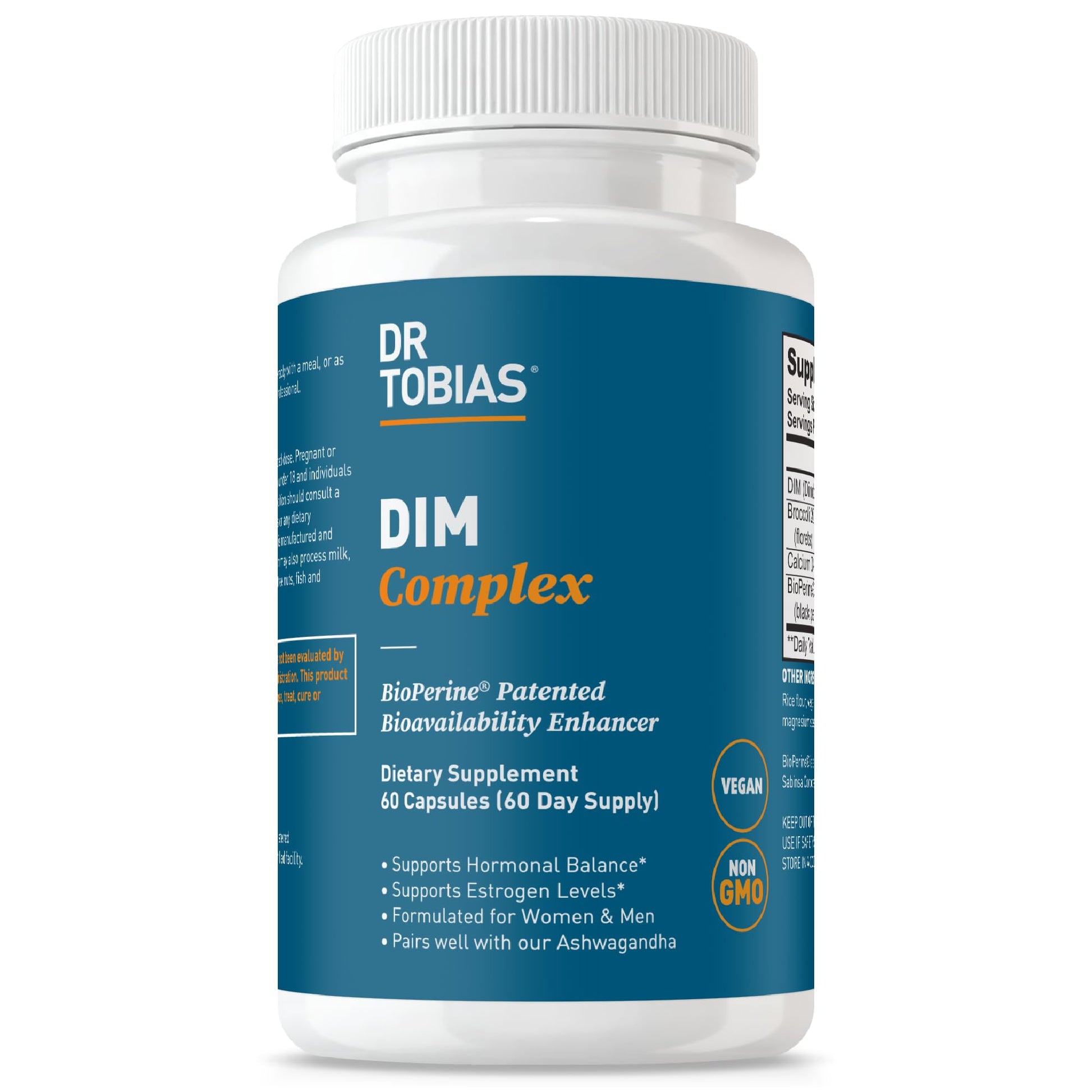 Dr. Tobias DIM Complex, Hormone Balance for Women & Men, DIM Supplement with BioPerine, Broccoli Extract & Calcium D-Glucarate Estrogen Detox Balance Complex, Non-GMO, Vegan, 60 Capsules Dr. TobiasBuy Supplements Australia