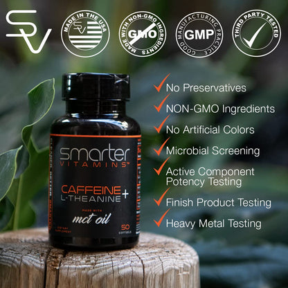 SmarterVitamins 200mg Caffeine Pills - MCT Oil from 100% Coconuts + 100mg L-Theanine, Energy and Focus SmarterVitamins canada supplements
