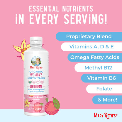MaryRuth Organics USDA Organic Multivitamin for Women, Sugar Free Womens Multivitamin, Liquid Vitamins for Women, Immune Support Supplement, Ashwagandha, Methylfolate, Vegan, Non-GMO, 15.22 Fl Oz MARYRUTH'SBuy Supplements Australia