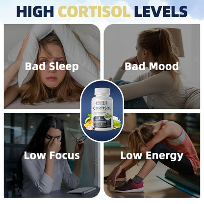 Cortisol Supplements for Women & Men,High Cortisol Reducer, Manager, Detox, Lower and Control,with Magnesium, Ashwagandha,Rhodiola, L-Theanine for Mood,Focus,Sleep AlliwiseBuy Supplements Australia