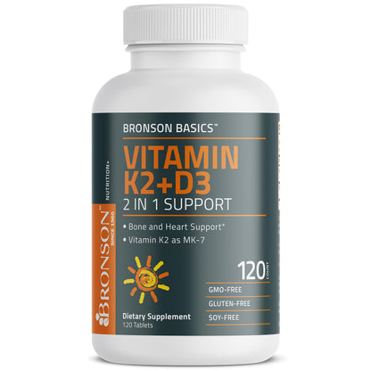 Bronson Basics Vitamin K2 D3 (MK7) Supplement Non-GMO Formula 5000IU (125 mcg) BronsonBuy Supplements Australia