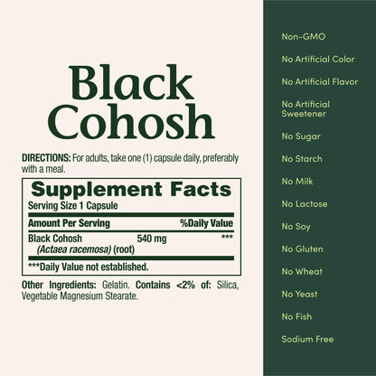 Nature's Bounty Black Cohosh Root Pills and Herbal Health Supplement, Natural Menopausal Support, 540 mg, 100 Capsules Nature's BountyBuy Supplements Australia
