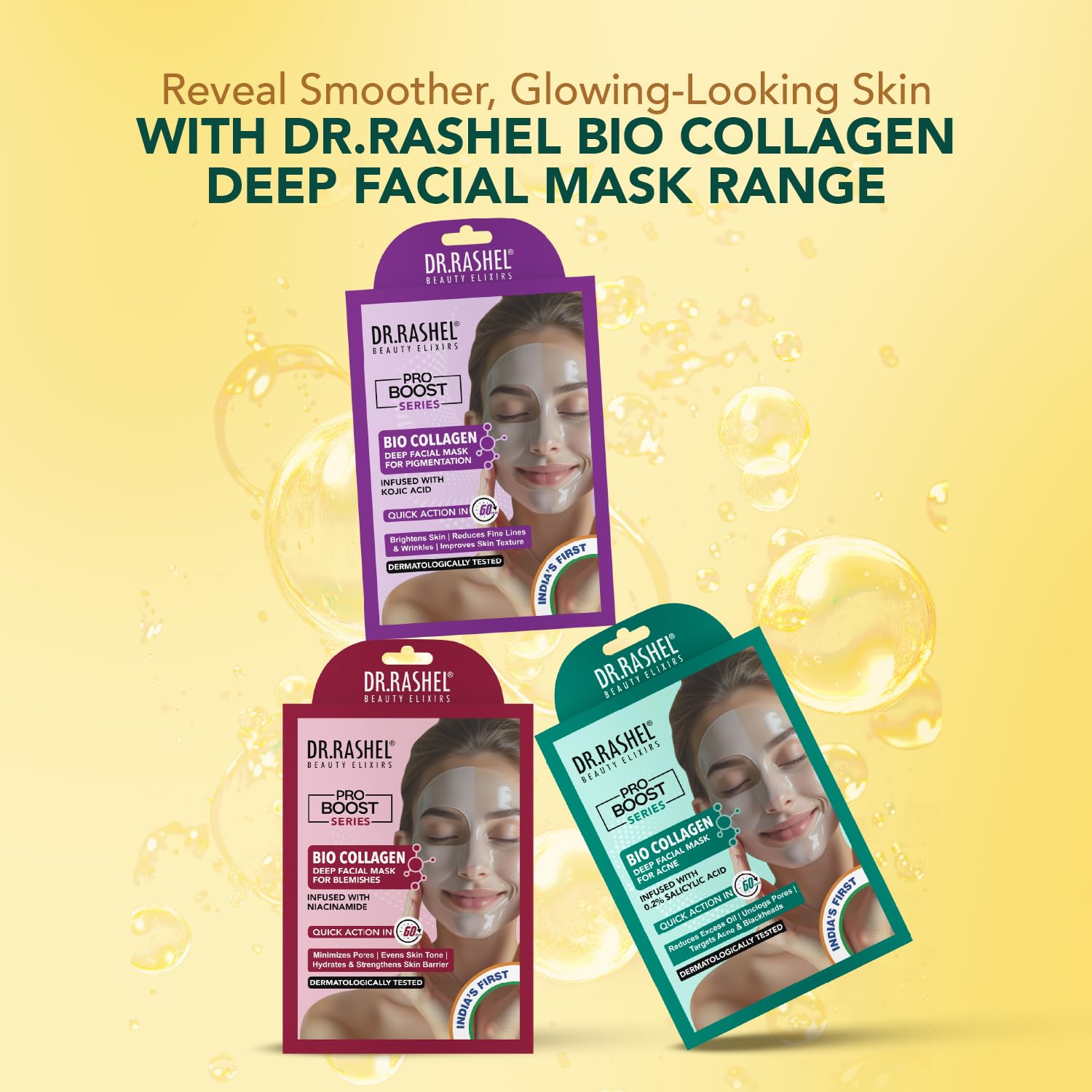 DR.RASHEL 100% Vegan Bio Collagen Deep Facial Mask Pro Boost Series | Acne Treatment & Oil Control | Quick Action 60 Minutes | 35 g / 1.23 oz DR.RASHEL buy supplements Au