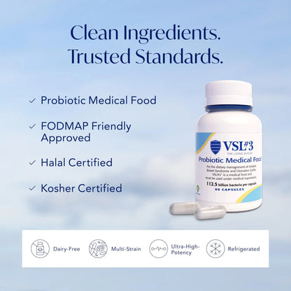 VSL#3® Probiotics for Digestive Health, IBS & UC Symptoms - 112.5B CFUs, High-Potency, Multi-Strain, Live, Refrigerated Probiotic, Medical Food for Gut Health Support in Men & Women, 60 Capsules VSL #3Buy Supplements Australia