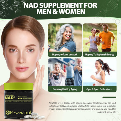 BOSNETHUINH NAD+ Supplement, NAD Nicotinamide Riboside Resveratrol, Liposomal NAD - NMNH Supplement Alternative for Anti-Aging, Mental Clarity & Cellular Energy 100 Capsules BOSNETHUINHBuy Supplements Australia