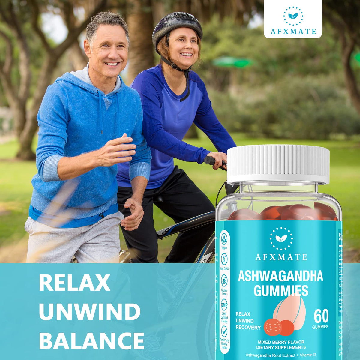 AFXMATE Ashwagandha Gummies & Vitamin D Gummies for Men & Women 120 Count Aswangdha Supplement (Non-GMO, Sugar Free & Gluten Free) AFXMATEBuy Supplements Australia