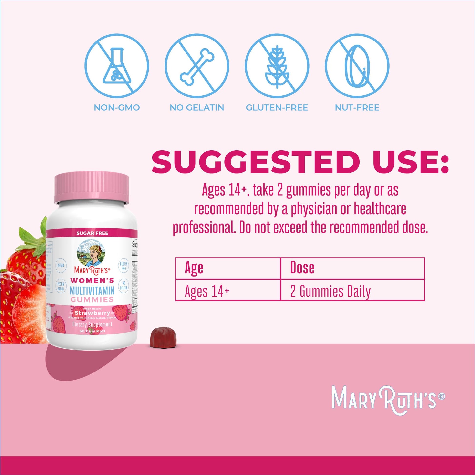 MaryRuth Organics Women's Immune Support Multivitamin Gummies | Ages 14+ | Skin Health | Gummy Vitamins for Women | Sugar-Free | Vegan | Non-GMO | 60 Count MARYRUTH'SBuy Supplements Australia