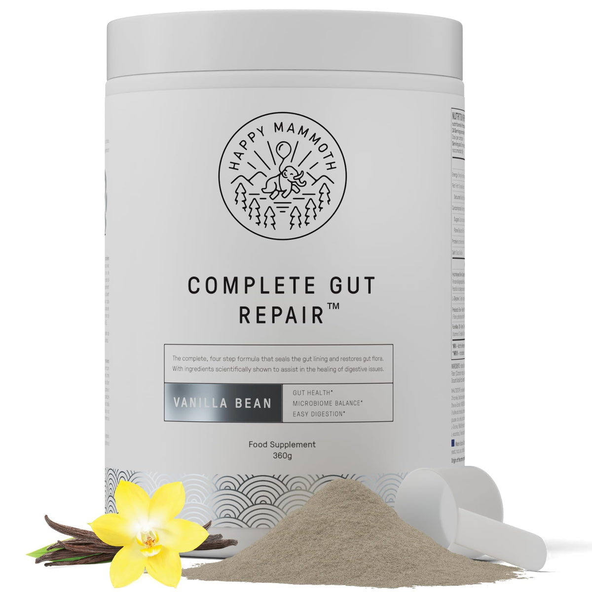 Happy Mammoth Complete Gut Repair Probiotic, Prebiotic, Fiber & Collagen Supplement for Gut Health, Digestion, Healthy Gut Microbiome, Reduces Constipation & Bloating 24 Servings, Vanilla Flavor Happy Mammoth buy supplements Au