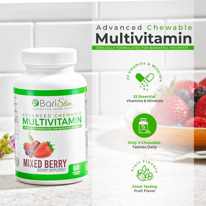 BariSlim Bariatric Calcium Citrate & Advanced Chewable Bariatric Multivitamin with Iron - Bariatric Vitamin and Supplement for Post Bariatric Surgery Including Gastric Bypass and Gastric Sleeve BariSlim buy supplements Au