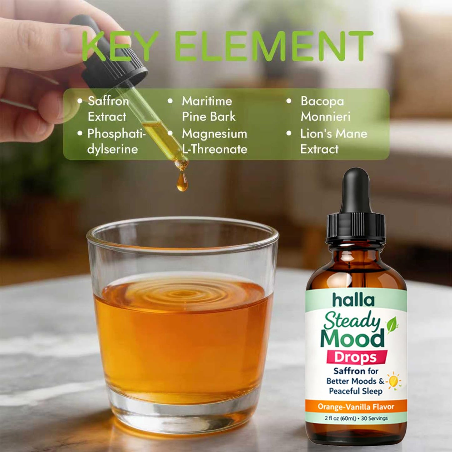 ReviveNerve Halla Steady Mood Drops, Orange-Vanilla Flavor, Liquid Formula with Pine Bark Extract(1pcs) ReviveNerve buy supplements Au