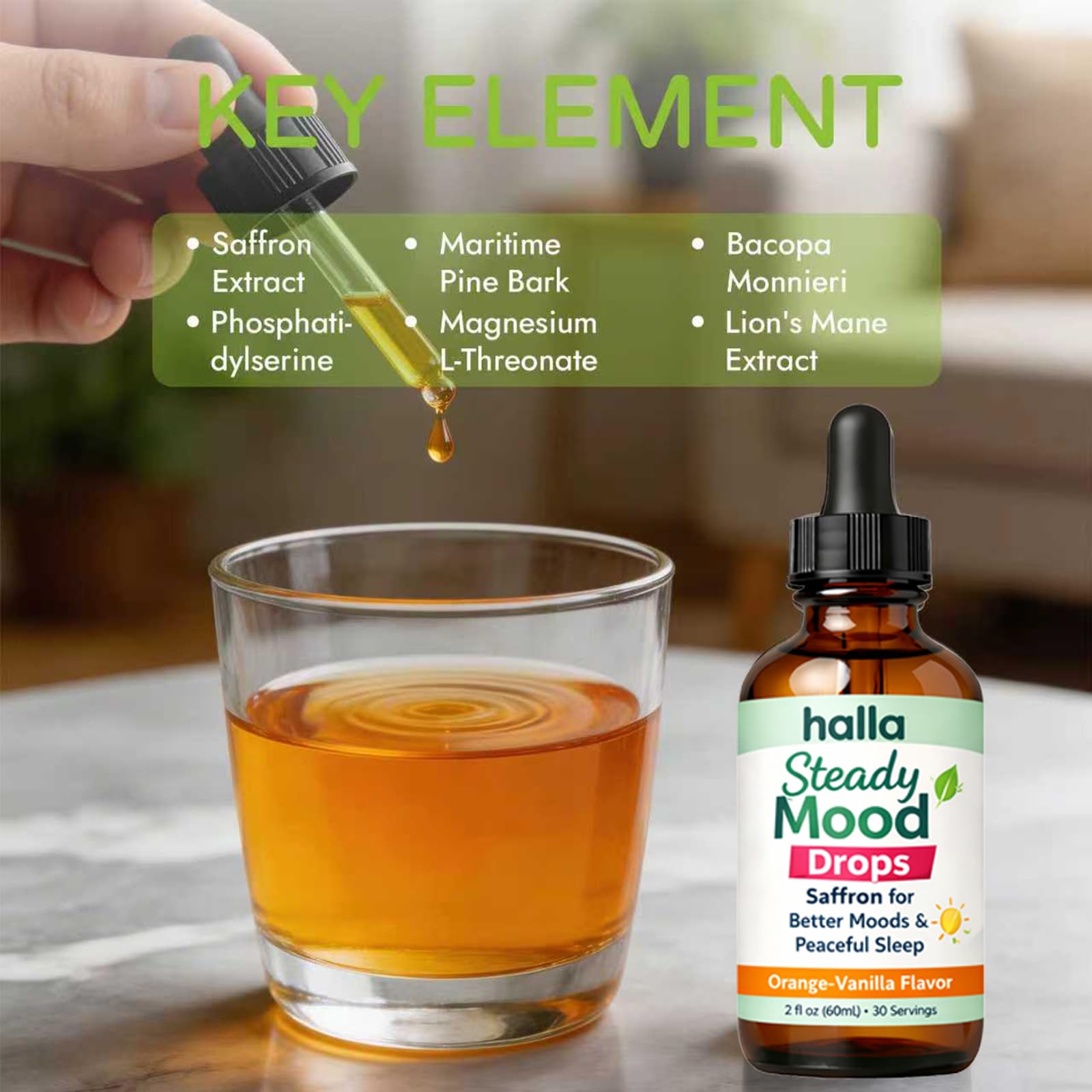 ReviveNerve Halla Steady Mood Drops, Orange-Vanilla Flavor, Liquid Formula with Pine Bark Extract(1pcs) ReviveNerve buy supplements Au