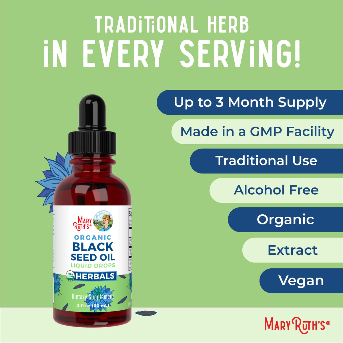 MaryRuth Organics Black Seed Oil Liquid Drops Cold Pressed | 3 Month Supply | USDA Organic Black Cumin Seed Oil | Immune Support | Respiratory Health | Sugar&Gluten Free | Vegan | Non-GMO | 2 Fl Oz MARYRUTH'SBuy Supplements Australia