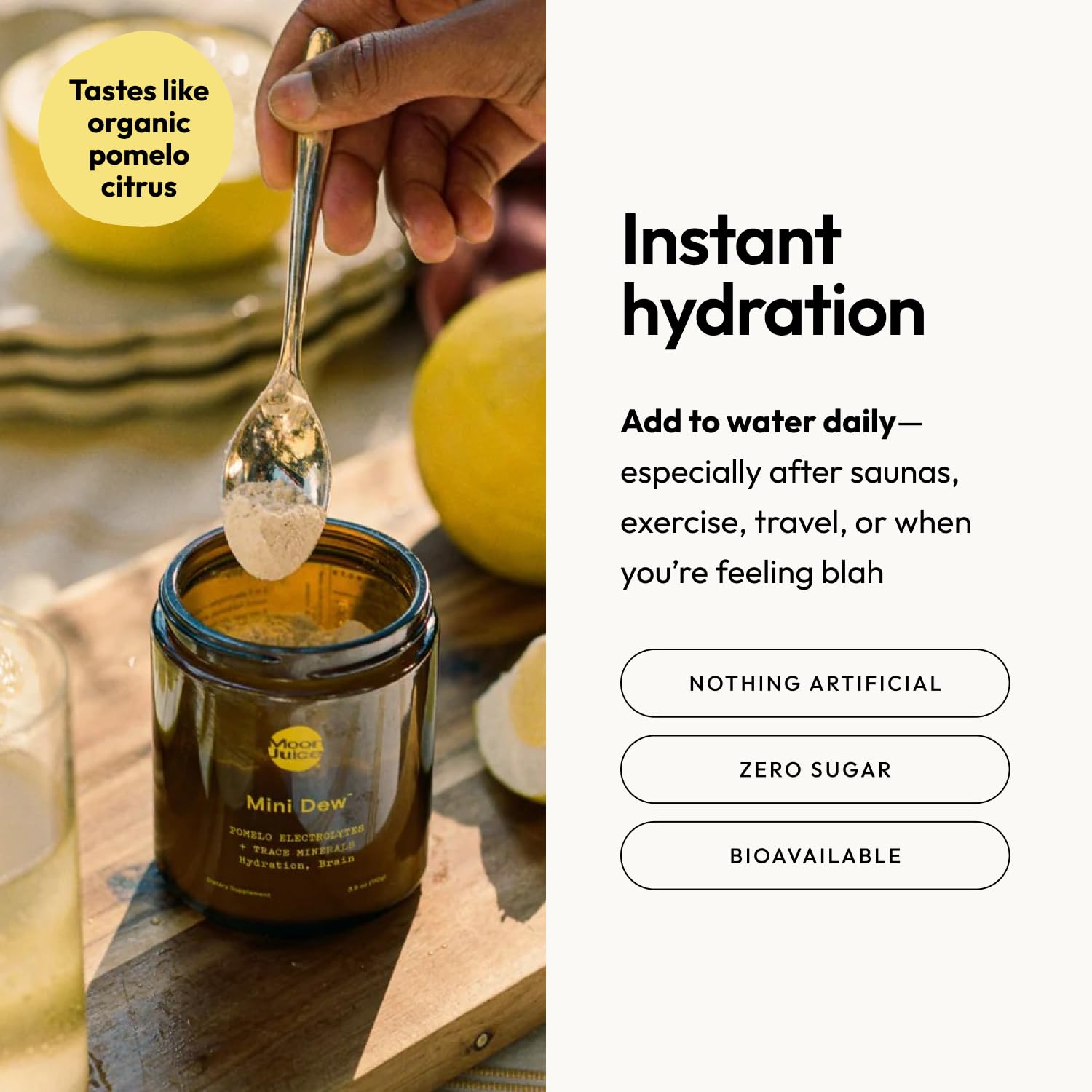 Moon Juice Mini Dew Electrolytes Powder - Sugar Free Minerals & Electrolyte Hydration Powder for Instant Hydration & Brain Support - Magnesium, Calcium, Potassium, Pink Salt, Pomelo, 30 Servings Moon JuiceBuy Supplements Australia