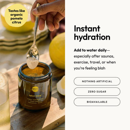 Moon Juice Mini Dew Electrolytes Powder - Sugar Free Minerals & Electrolyte Hydration Powder for Instant Hydration & Brain Support - Magnesium, Calcium, Potassium, Pink Salt, Pomelo, 30 Servings Moon JuiceBuy Supplements Australia