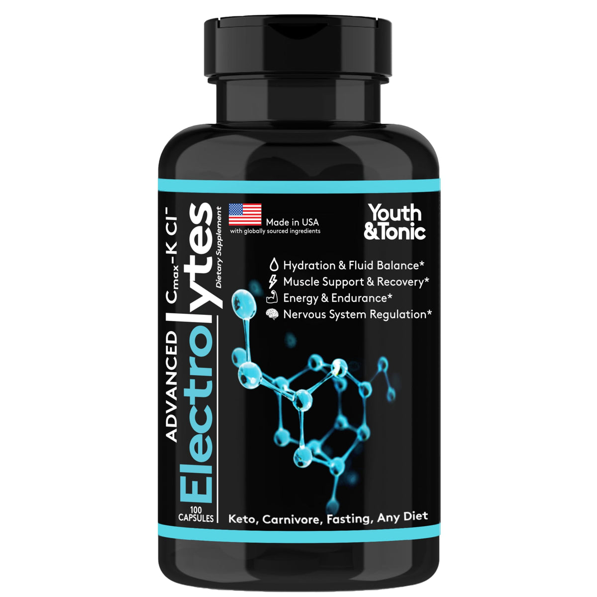 Complete Electrolyte Supplement Pills High Absorption | Cmax Potassium Chloride Magnesium Sodium Calcium Zinc | Boost Endurance Muscle Recovery Mental Focus | Salt Electrolytes Tablets | Keto Friendly Youth & TonicBuy Supplements Australia