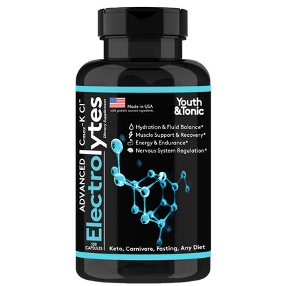 Complete Electrolyte Supplement Pills High Absorption | Cmax Potassium Chloride Magnesium Sodium Calcium Zinc | Boost Endurance Muscle Recovery Mental Focus | Salt Electrolytes Tablets | Keto Friendly Youth & TonicBuy Supplements Australia