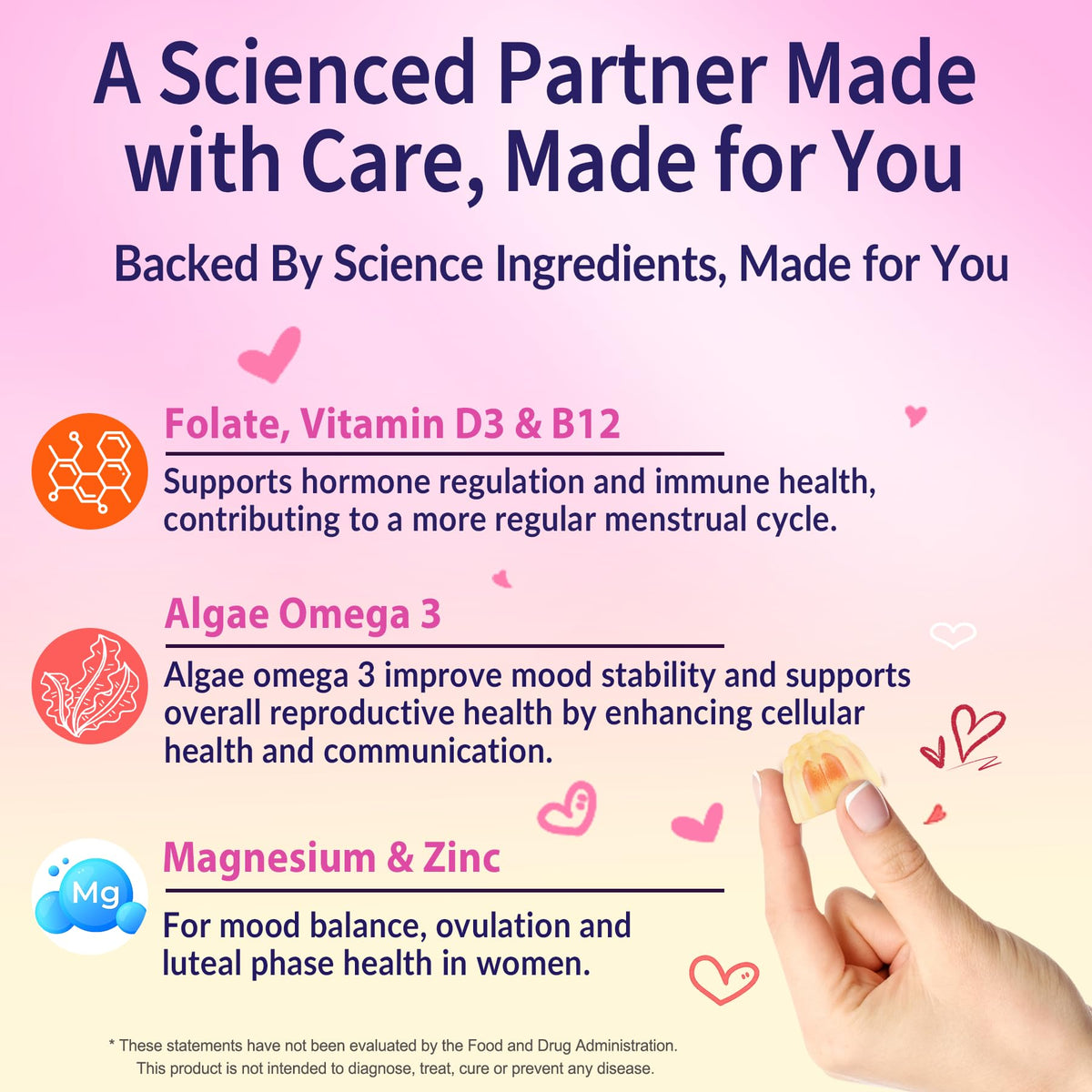 Myo-Inositol & D-Chiro Inositol, Hormone Balance for Women | Sugar Free Inositol Gummies w/Omega 3, MTHF Folate, Vitamin D3, B12, Magnesium & Zinc for Ovarian Health, Ideal 40:1 Ratio, Vegan, 60 Cts NEVISSBuy Supplements Australia