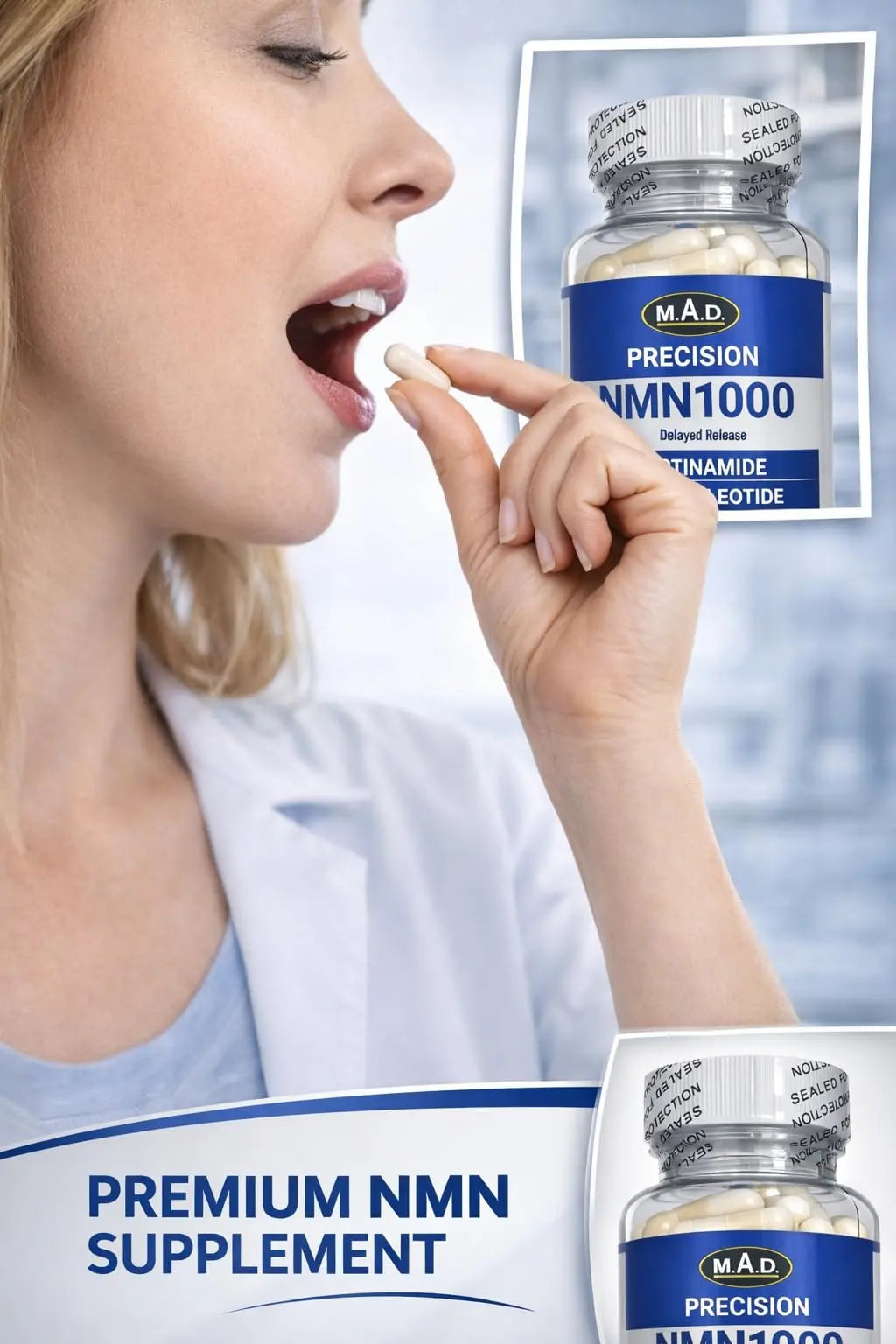 Precision NMN1000-1000 mg per Serving, 90 Capsules, 45 Grams Total Delayed Release Vegetarian Capsule, Nicotinamide Mononucleotide GenericBuy Supplements Australia