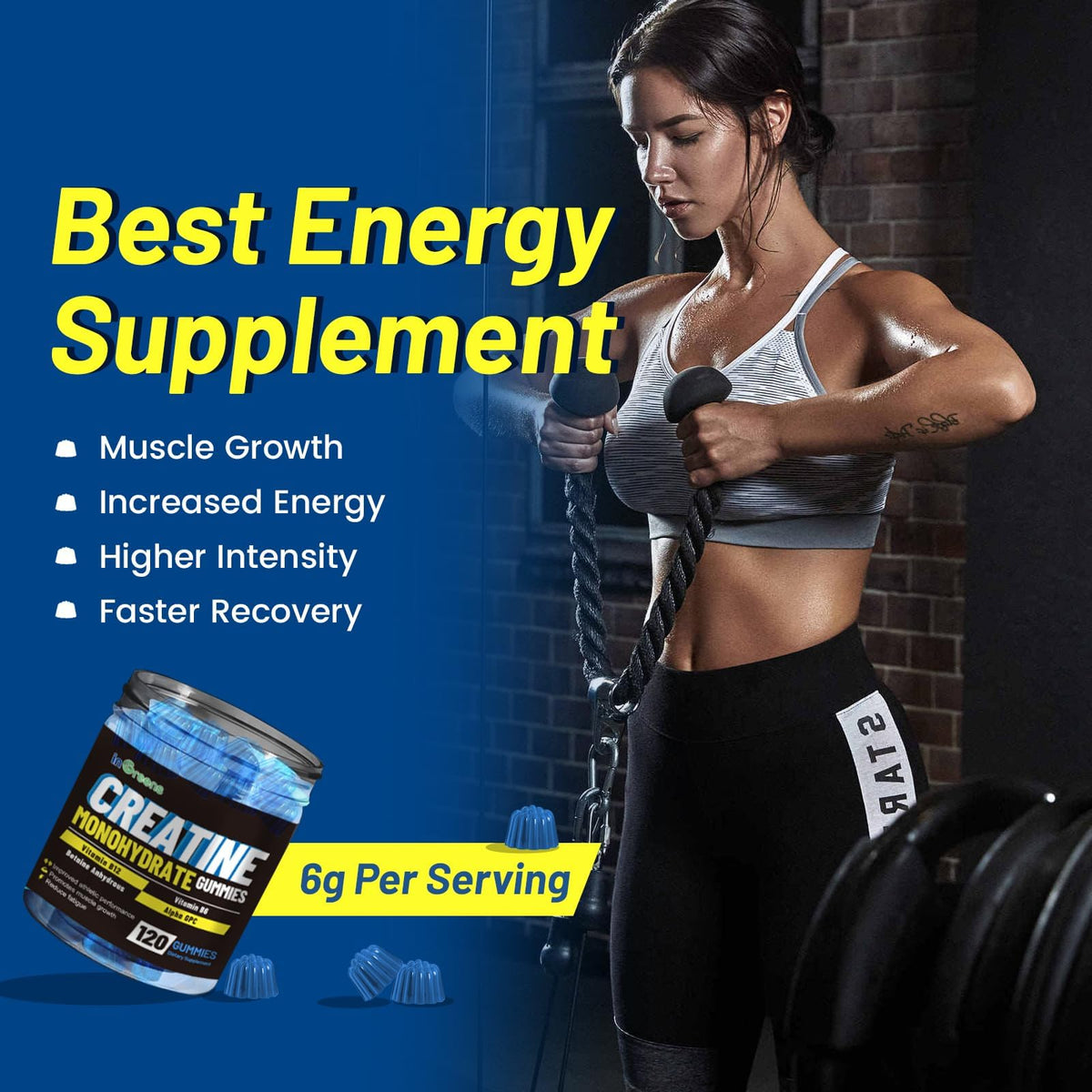 inGreens Creatine Monohydrate Gummies 6g for Men & Women 120 Count inGreensBuy Supplements Australia