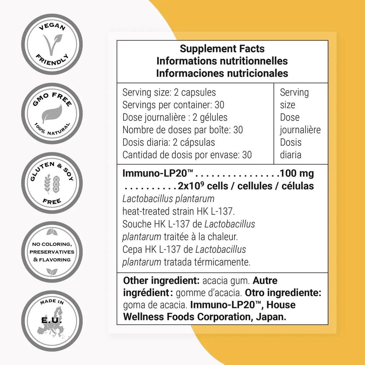 Supersmart - Lactobacillus Plantarum PostBiotic 20 Billion CFU per Day (Immuno-LP20) - Heat-Treated Probiotic Supplement | Non-GMO & Gluten Free - 60 Vegetarian Capsules Supersmart buy supplements Au