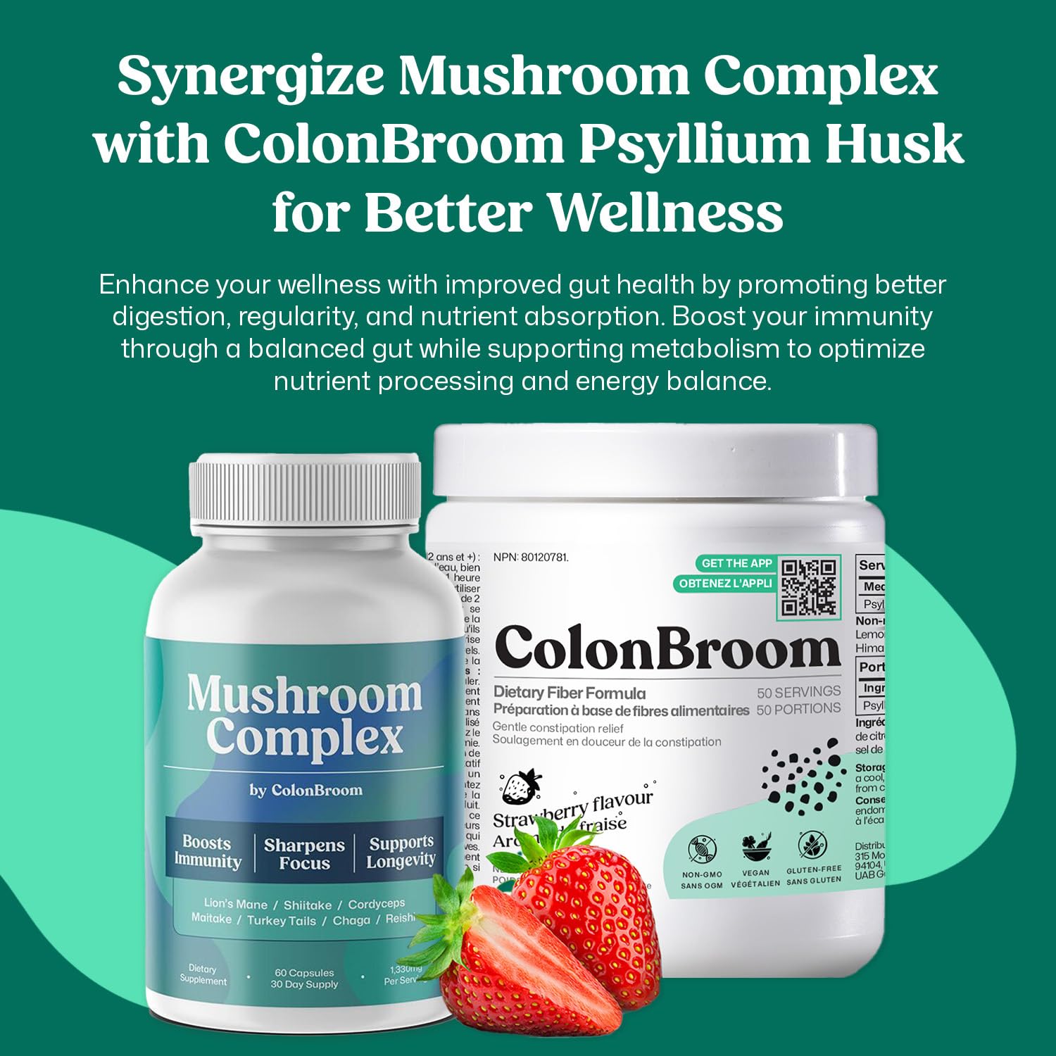 ColonBroom Mushroom Complex, Powerful Mushroom Blend with Cordyceps, Reishi, Shiitake, Lion’s Mane Extract for Energy, Immunity, Stress Relief & Cognitive Health - 60 Capsules, 30 Day Supply ColonBroomBuy Supplements Australia