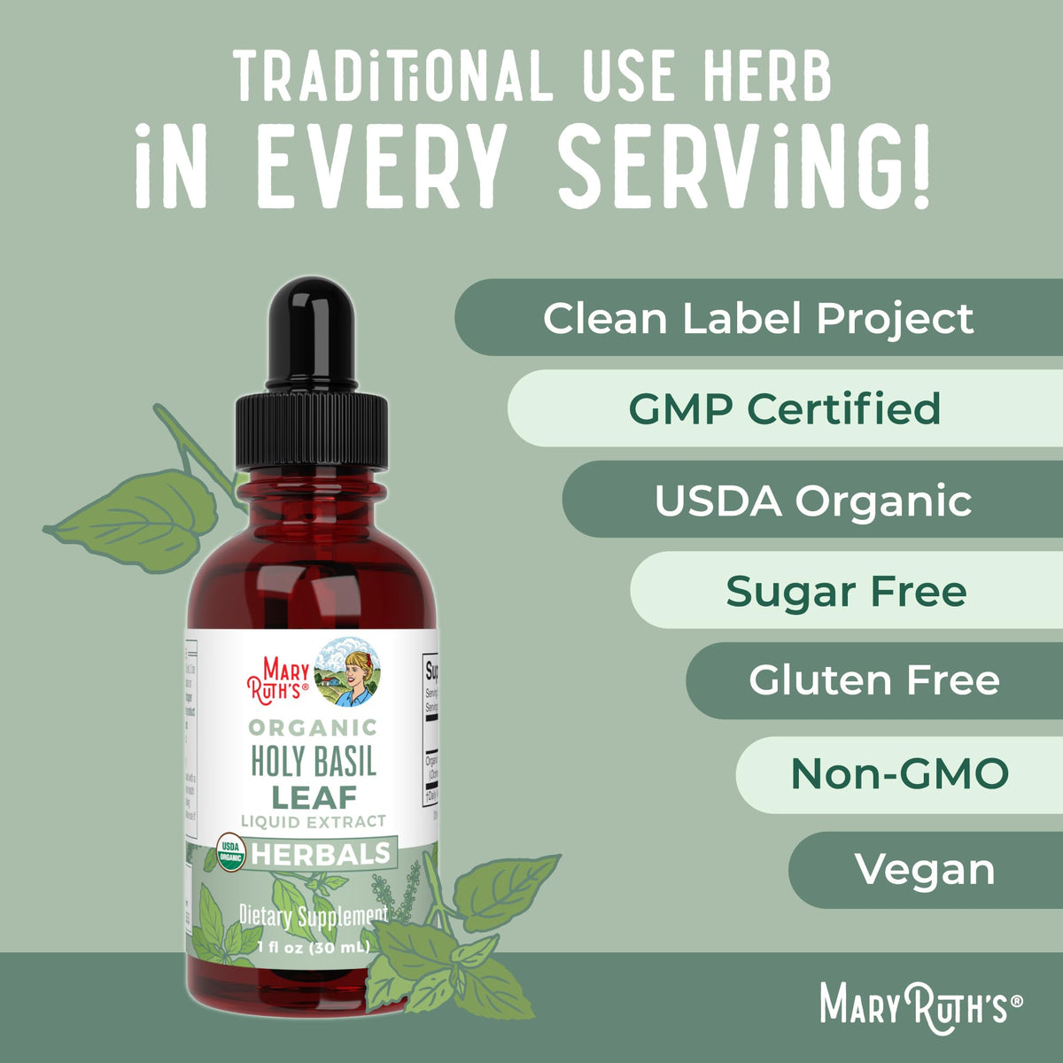 MaryRuth Organics Holy Basil Sugar Free | Tulsi Holy Basil Herbal Liquid Drops | Antioxidant | Cognitive Function | Digestive Support | Energy Levels | Vegan | Non-GMO | 1 Fl Oz MARYRUTH'SBuy Supplements Australia