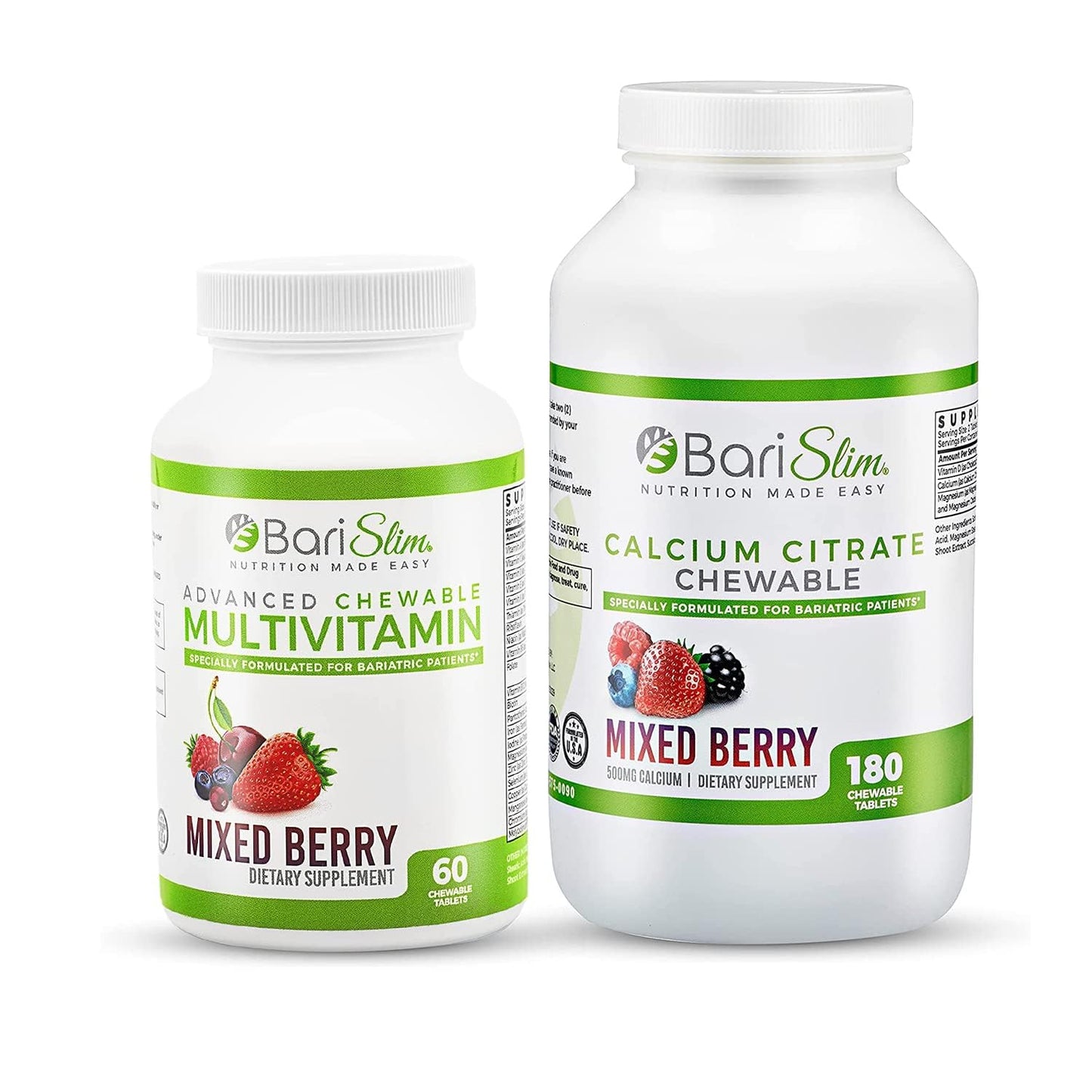BariSlim Bariatric Calcium Citrate & Advanced Chewable Bariatric Multivitamin with Iron - Bariatric Vitamin and Supplement for Post Bariatric Surgery Including Gastric Bypass and Gastric Sleeve BariSlim buy supplements Au