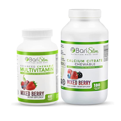 BariSlim Bariatric Calcium Citrate & Advanced Chewable Bariatric Multivitamin with Iron - Bariatric Vitamin and Supplement for Post Bariatric Surgery Including Gastric Bypass and Gastric Sleeve BariSlim buy supplements Au