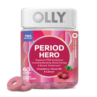 OLLY Period Hero Gummies, PMS Support Supplement,* Chasteberry, Vitamin B6, Calcium, Cran-Raspberry Flavor, 30 Day Supply - 60 Count OLLYBuy Supplements Australia