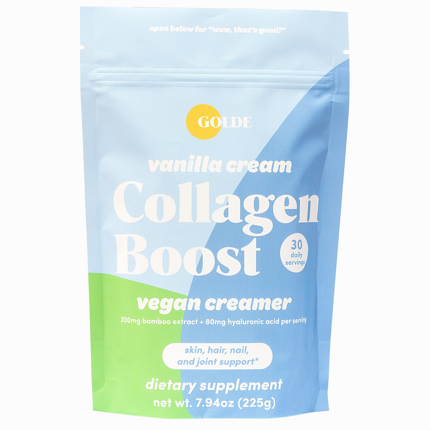 GOLDE - Collagen Boost Vegan Creamer - Vanilla Cream - Plant Based Collagen Supplement w/Hyaluronic Acid, Biotin, & Bamboo Extract - Supports Hair, Skin, & Nail Health - 30 Servings GOLDEBuy Supplements Australia