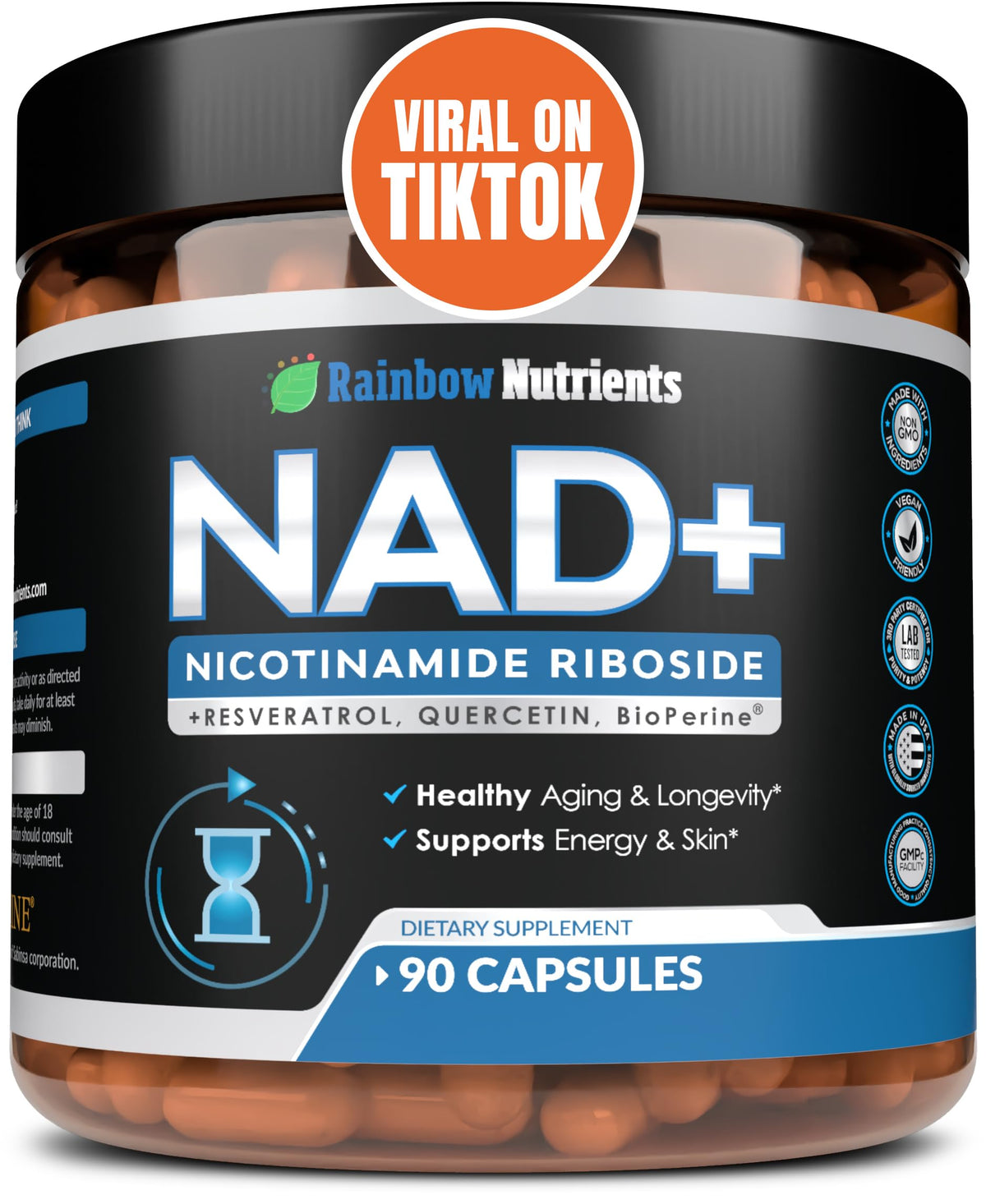 2010 MG NAD+ Supplement- Nicotinamide Riboside, Resveratrol, Quercetin & BioPerine® (High Absorption)- Natural NAD Booster for Anti-Aging, Cellular Energy, Skin- For Women & Men- 90 V Capsules Rainbow Nutrients, LLCBuy Supplements Australia