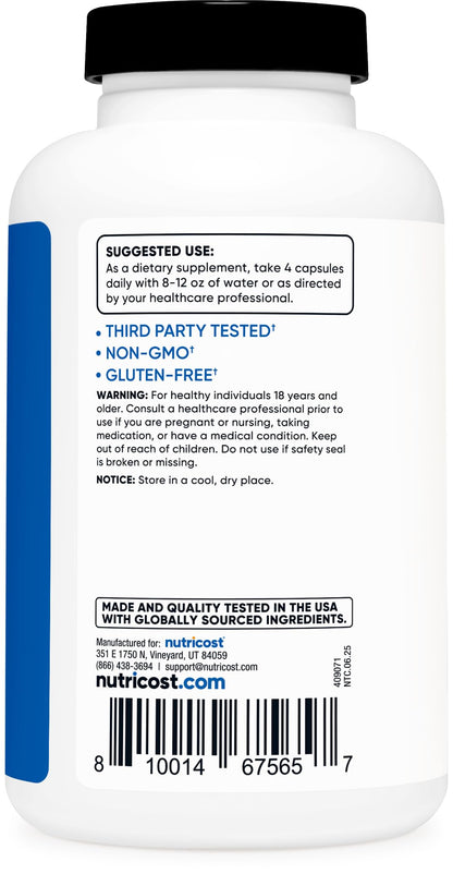 Nutricost Creatine Monohydrate 3,000mg, 180 Capsules (750mg Per Capsule) - Gluten Free, Non-GMO NutricostBuy Supplements Australia
