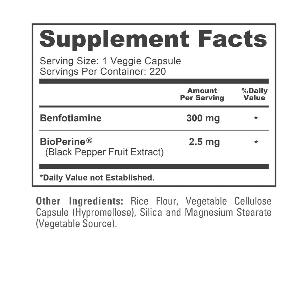NusaPure Benfotiamine 300mg Per Veggie Caps 220 Count (Non-GMO, Vegan) Bioperine NusaPureBuy Supplements Australia