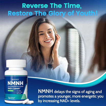 Pure NMNH(NMN Supplement Alternative)(Dihydronicotinamide Mononucleotide)for Women with Skin Aging 600mg: NAD Supplement for Anti-Aging Breakthrough - Boost NAD+ levels Liposome Capsules 120 Servings HEALGUTBuy Supplements Australia