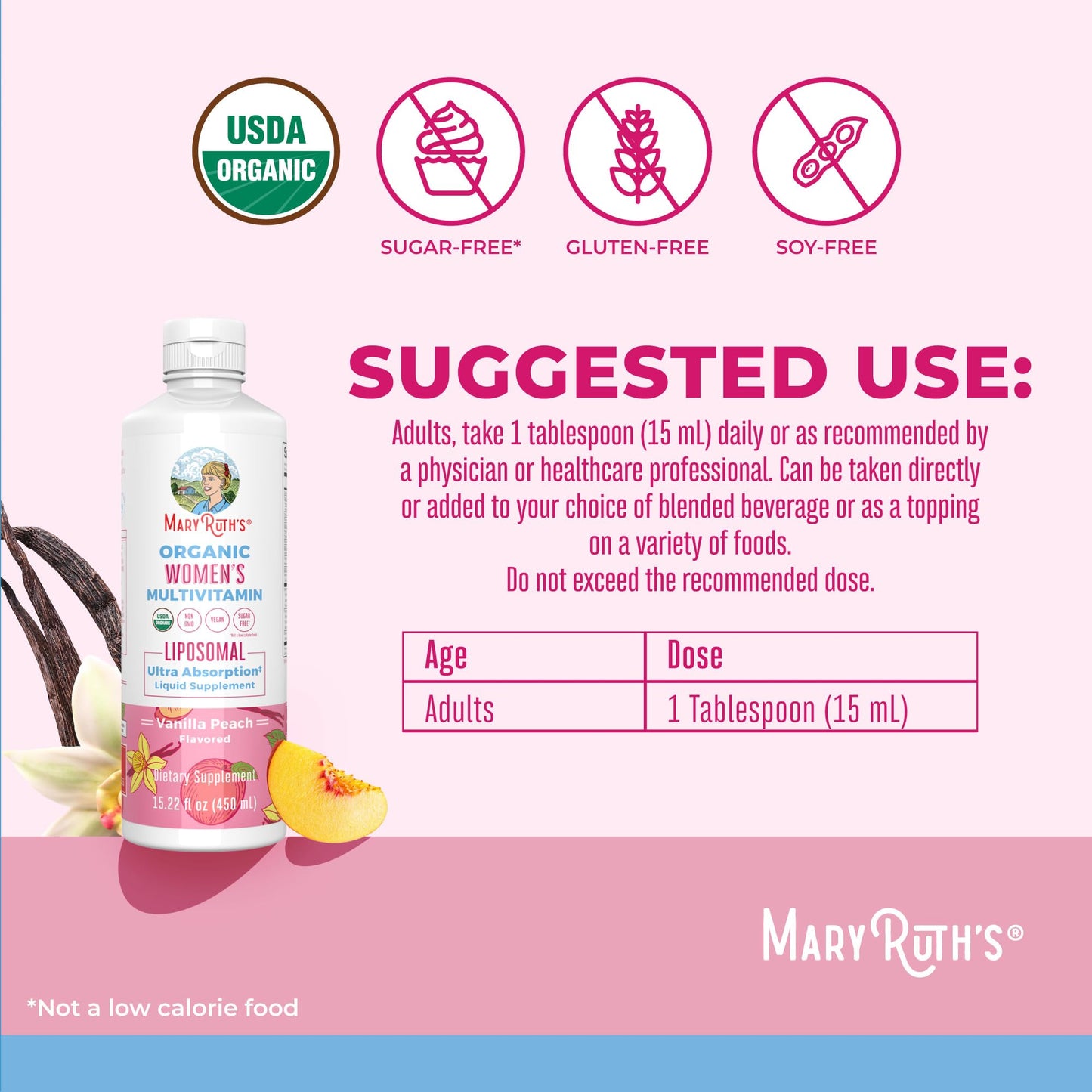 MaryRuth Organics USDA Organic Multivitamin for Women, Sugar Free Womens Multivitamin, Liquid Vitamins for Women, Immune Support Supplement, Ashwagandha, Methylfolate, Vegan, Non-GMO, 15.22 Fl Oz MARYRUTH'SBuy Supplements Australia