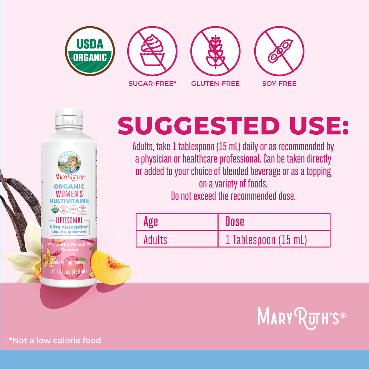 MaryRuth Organics USDA Organic Multivitamin for Women, Sugar Free Womens Multivitamin, Liquid Vitamins for Women, Immune Support Supplement, Ashwagandha, Methylfolate, Vegan, Non-GMO, 15.22 Fl Oz MARYRUTH'SBuy Supplements Australia