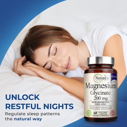 Nature’s Potent Magnesium Glycinate 200mg | High Absorption Chelated Magnesium | Sleep, Calm & Muscle Cramp Support | Vegan Supplement | 60 Capsules Nature's PotentBuy Supplements Australia