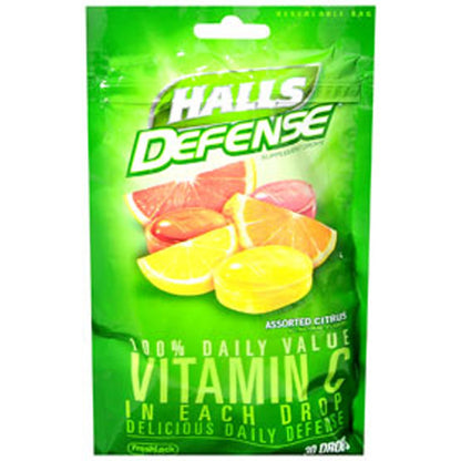 Halls Defense Vitamin C Assorted Citrus Supplement Drops - 30 Drops HALLS buy supplements Au