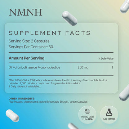Prime Powders NMNH: Dihydronicotinamide Mononucleotide (120 Capsules) NAD+ Support NR NAD Supplement Prime PowdersBuy Supplements Australia