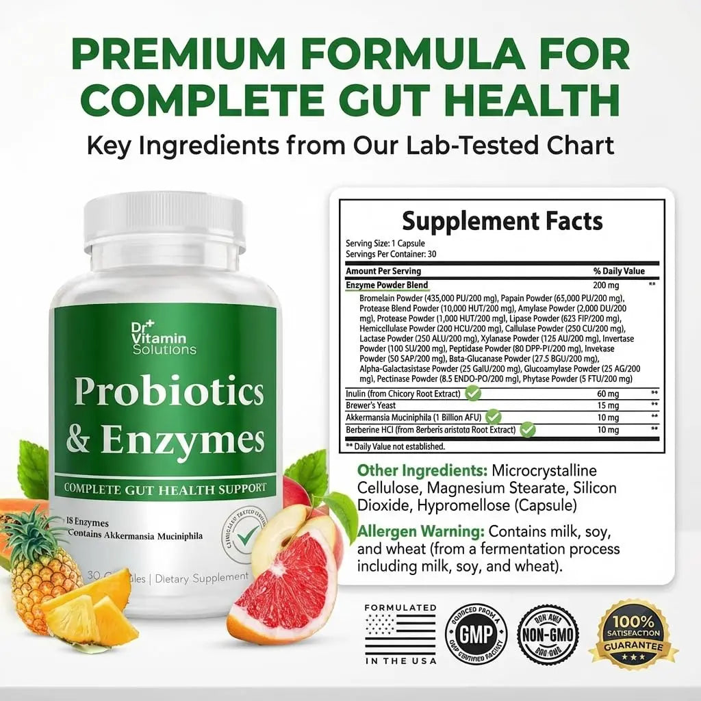 GLP-1 Support Enzymes, Pre & Probiotics for Digestive Health, Berberine Weight Loss Support, Akkermansia Muciniphila for Women & Men | Gut Health, Bloating Relief, 30 Ct DR VITAMIN SOLUTIONSBuy Supplements Australia