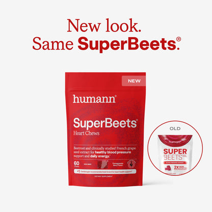 Humann SuperBeets Heart Chews, Beet Root Powder Support Energy Supplement, Nitric Oxide and Blood Pressure Support, Grape Seed Extract & Non-GMO
