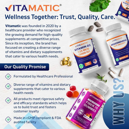 Vitamatic NAD Nicotinamide Riboside Supplement 1300mg 60 Ct - Support Healthy Aging, Cellular Energy Production, Made with Riboside, Quercetin, Resveratrol, Green Tea, & Acai Powder VitamaticBuy Supplements Australia