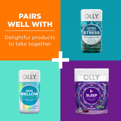 OLLY Hello Happy Gummy Worms, Mood Support Gummies For Adults,* Saffron Extract, Vitamin D, Tropical Zing Flavored, 30 Day Supply - 60 Count OLLY buy supplements Au